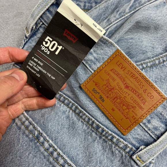 Levis 501 90s Jeans Womens 27x30 Light Wash Blue Straight Leg Denim A19590011 - Picture 3 of 12